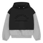 Essentials Nylon Fleece Hoodie 'Light Heather Grey Jet Black'