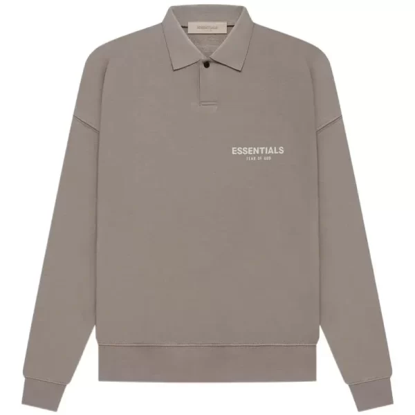 Fear of God Essentials SS22 Long Sleeve Polo Desert Taupe Front