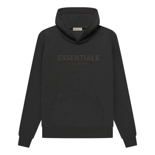 Fear of God Essentials SS23 waffle Raglan Hoodie 'off Black' Front