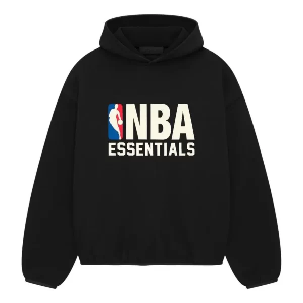 Fear of God Essentials x NBA Hoodie 'Black' Front