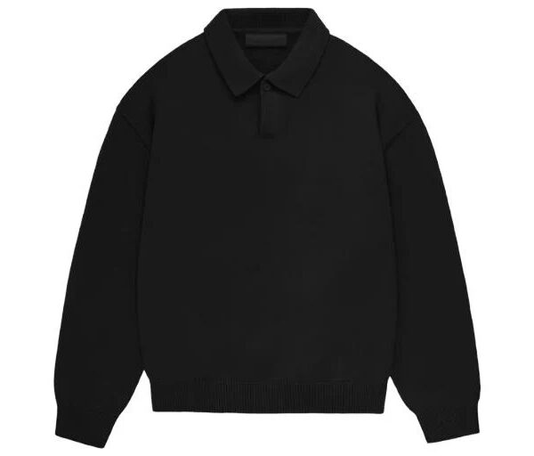 Essentials FW23 Knit Polo Shirt 'Jet Black'