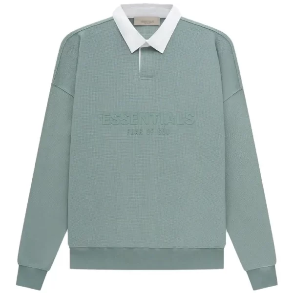 Essentials SS23 Waffle Long Sleeve Polo Shirt 'Sycamore'