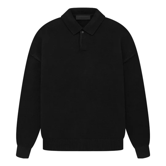 Essentials The Black Collection Knit Polo Shirt 'Jet Black'